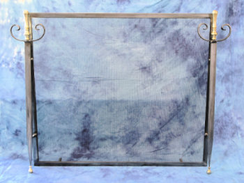 black and plated brass 3 panel folding screen